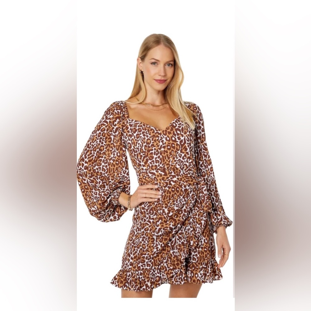 NWT Lily Pulitzer Lila Dress “My favorite spot” chocolate Size 0 leopard